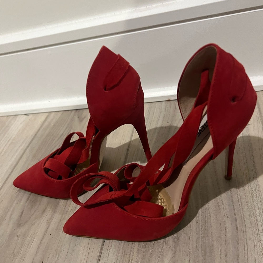 Steve Madden Red Leg Wrap Heels | size 5.5 US